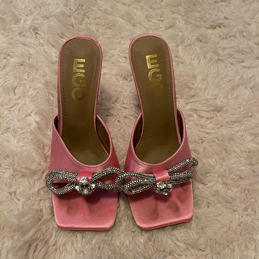 Pink square toe pink heel